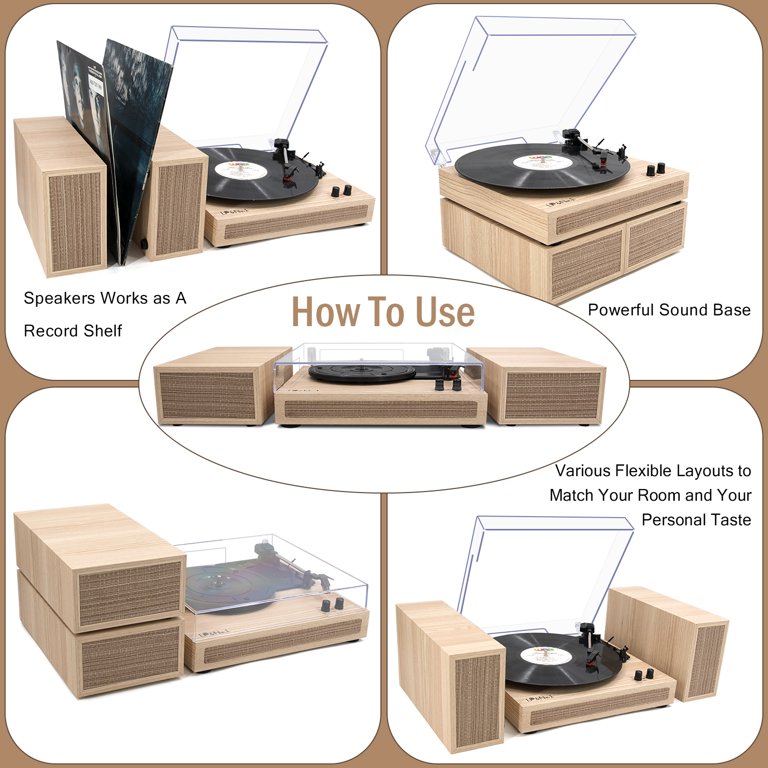 LP&No.1 Record Player, Wireless Turntable with Stereo Bookshelf