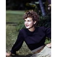 thumbnail image 1 of Ida Lupino 1940's era pose in blue blouse seated on grass 8x10 inch photo, 1 of 1