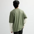 thumbnail image 2 of Men's Hollywood Long Sleeve Oversized Mock Two-Fer Tee Color: Dusty Olive Size: M, 2 of 4