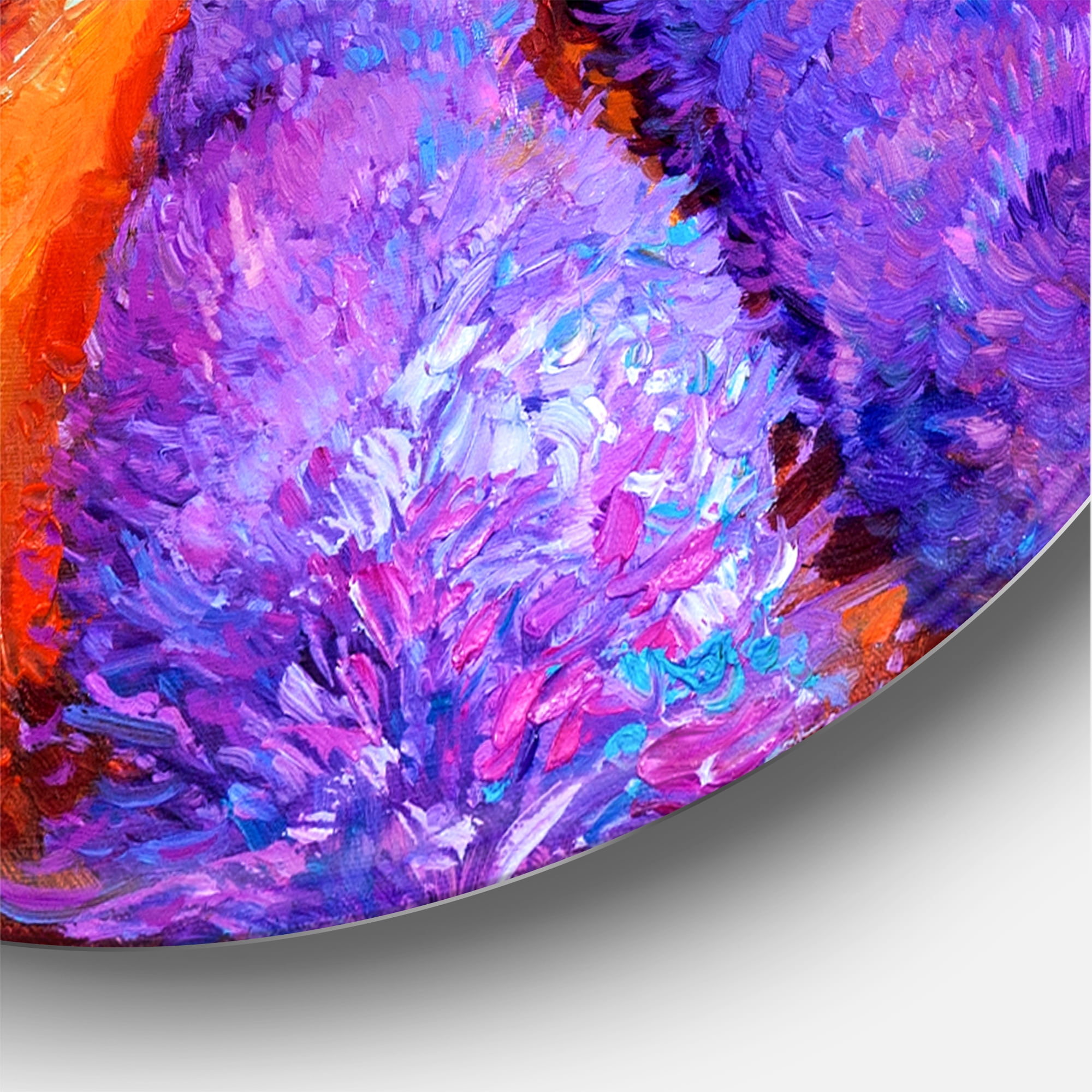 Designart 'An Orange Sunset Over Purple Lavender Fields I' Farmhouse Circle Metal Wall Art 29x29 - Disc of 29
