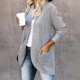 thumbnail image 3 of Cárdigan de otoño e invierno para mujer, estilo europeo y americano, con solapa curva, bolsillo grande, suéter tipo cárdigan, 3 of 6