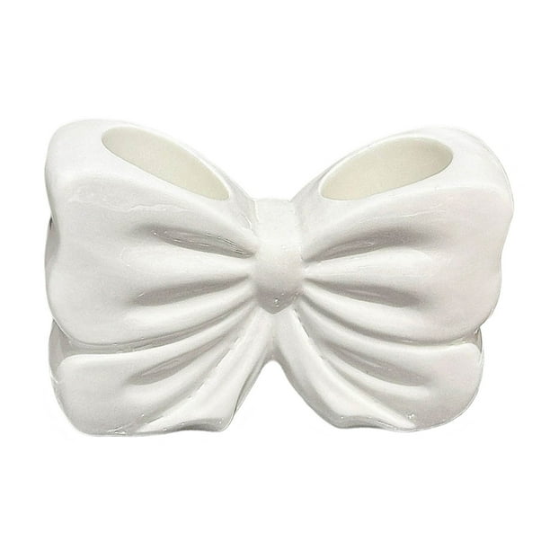 Portacepillos de dientes con forma de pajarita Decoración de cerámica con forma de pajarita Portacepillos de dientes Accesorios para el baño Hogar