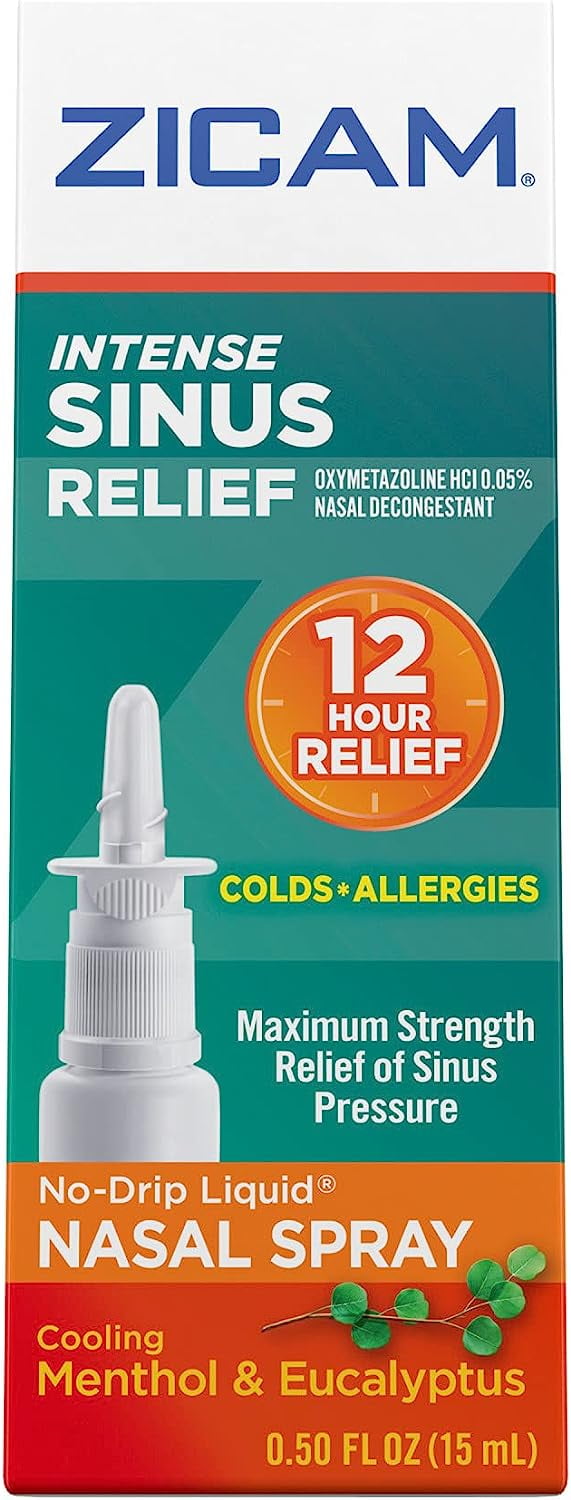 Intense Sinus Relief No Drip Liquid Nasal Spray With Cooling Menthol And Eucalyptus 05 Ounce 