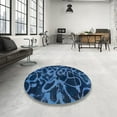 thumbnail image 3 of Ahgly Tapis d'Intérieur Carré Abstrait Bleu Persan, 7 Pieds Carré, 3 of 6