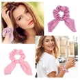 thumbnail image 3 of 12 Pack Hair Elastic Scrunchies Chiffon Hair Scrunchies Hair Bow Chiffon Ponytail Holder Bobbles Soft Elegant Bow Scrunchies for Women Hair Ties, 12 Colors Scrunchies with Ribbon, 3 of 6