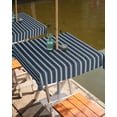 thumbnail image 2 of Fsddascl Navy Blue Striped Outdoor Tablecloth - 54x54 Inch Square Dining Table Cover, Modern Abstract Art Aesthetics Waterproof Outdoor Table Cloth with Umbrella Hole & Zipper for Picnic/Patio/Party, 2 of 7