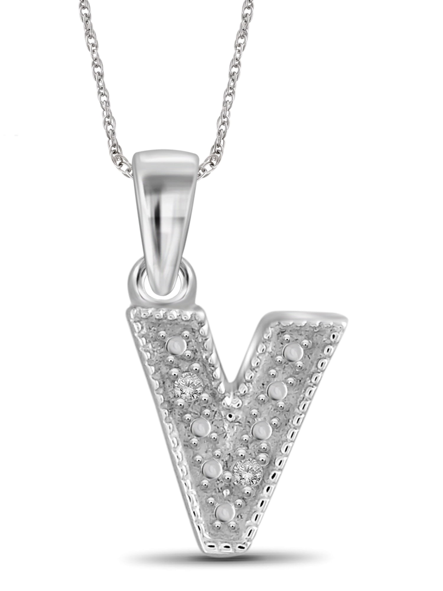 Details about   Sterling Silver Darling Diamond Initial E Necklace 