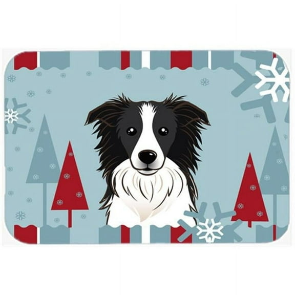 Caroline's Treasures Winter Holiday Border Collie Glass Cutting Board Large