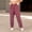 Wine, variant on Babysbule Womens Long Pants Fashion Women's Casual Loose Cotton Linen Ladies Solid Elastic Waist Wide-leg Button Pants