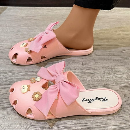 

BONIXOOM Womens Slippers Clearance Slip-On None V-Day Casual Summer Shoes For Women Pink Size 8.5