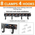 thumbnail image 4 of Fishing Rod Holders, Wall Mounted Fishing Rod Rack, Fishing Pole Holder Holds Up to 8 Rods or Combos, Fishing Rod Holders for Garage with 4 Hooks, Fits Most Rods of Diameter 3-24mm （Orange-1pack）, 4 of 8