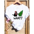 thumbnail image 2 of Camiseta con estampado de árbol de gato para mujer, ropa con estampado de Feliz Navidad y Año Nuevo, 2025, 2 of 5