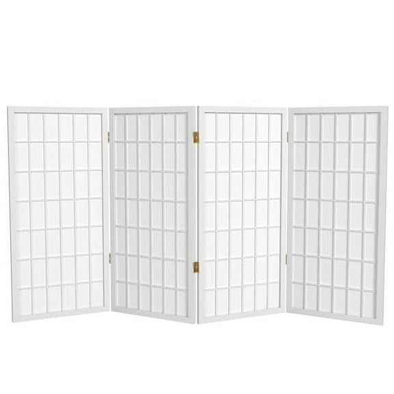 3 ft. Short Window Pane Shoji Screen - White - 4 Panels