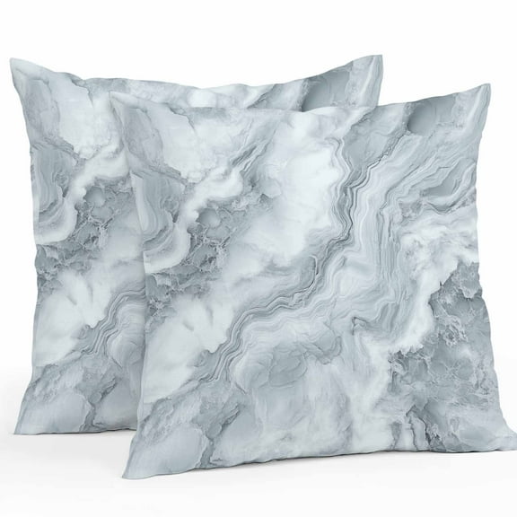 Marble Texture Outdoor Pillow Covers Pack of 2 Abstract Grey White Gradient Art Waterproof Throw Pillow Covers Decorative Cushion Cases for Patio Garden Tent Balcony Couch 16x16 inch
