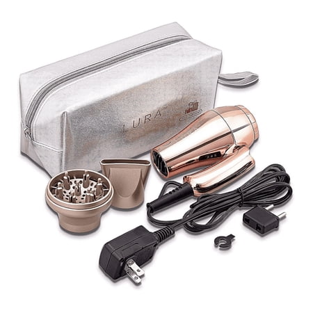LURA Mini Portable Travel Hair Dryer: Dual Voltage Small Lightweight Blow Dryer with EU Plug, 1200W