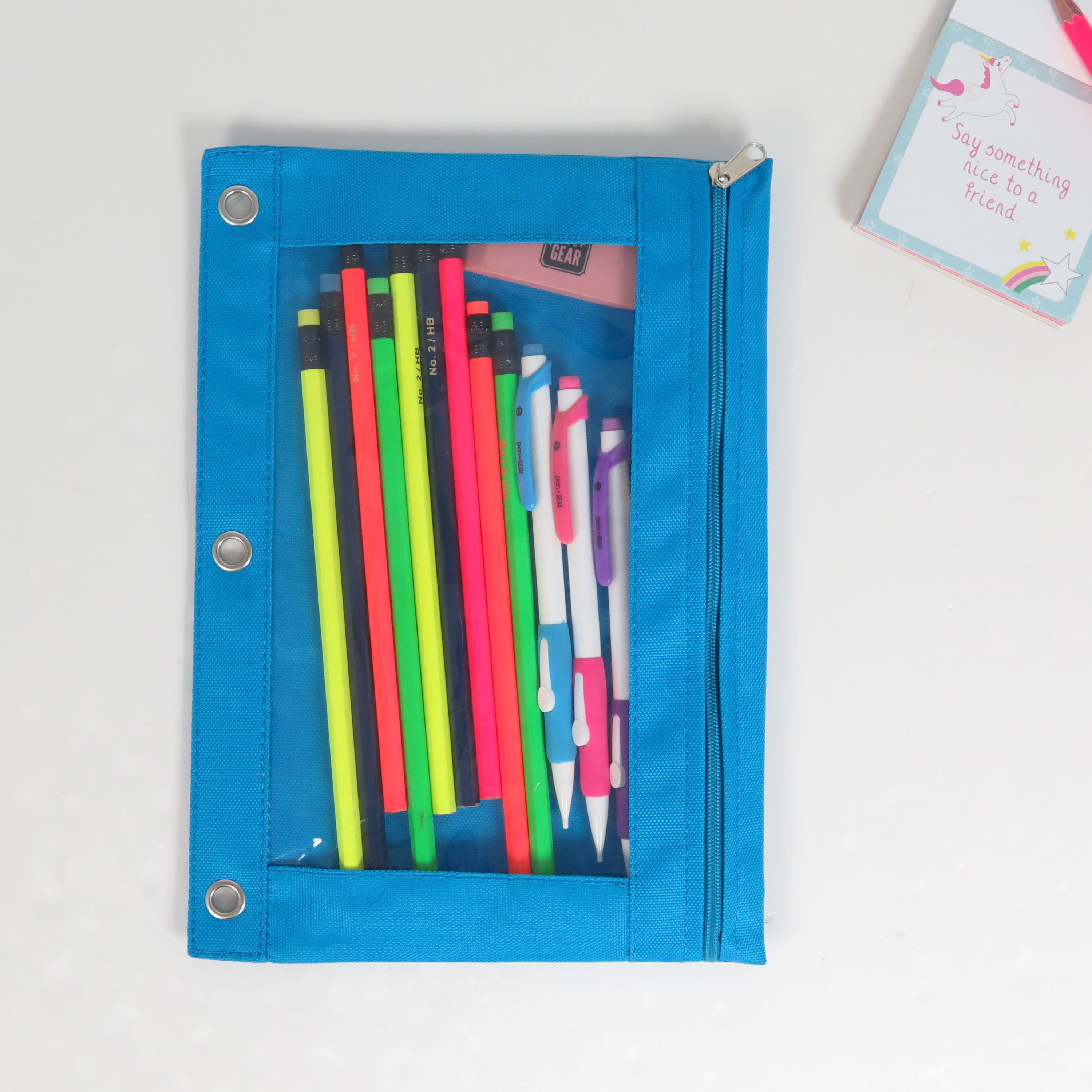 Pen + Gear Blue Solid Polyester Zipper Binder Pouch