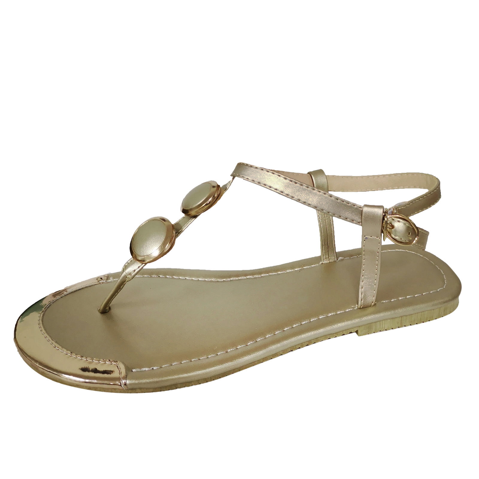 Womens Flat Sandals Flip Flops Toe Thongs Flats Buckle Slipper Casual Shoes Size 