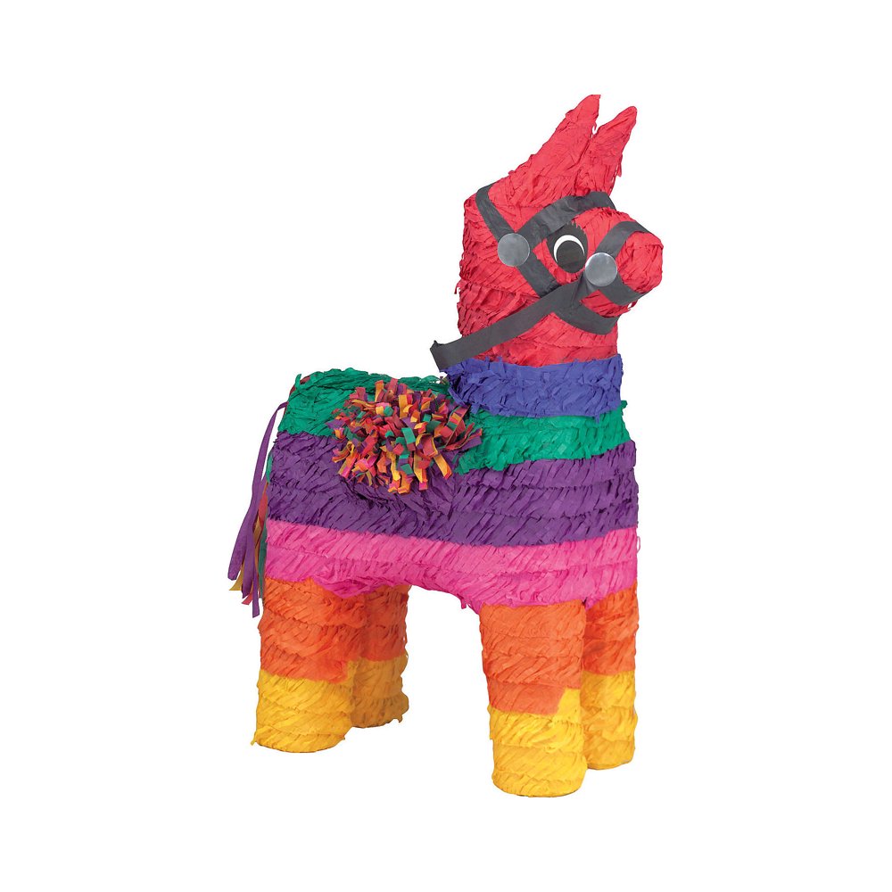 Rainbow Donkey Pinata, Multicolor, 10in x 19in
