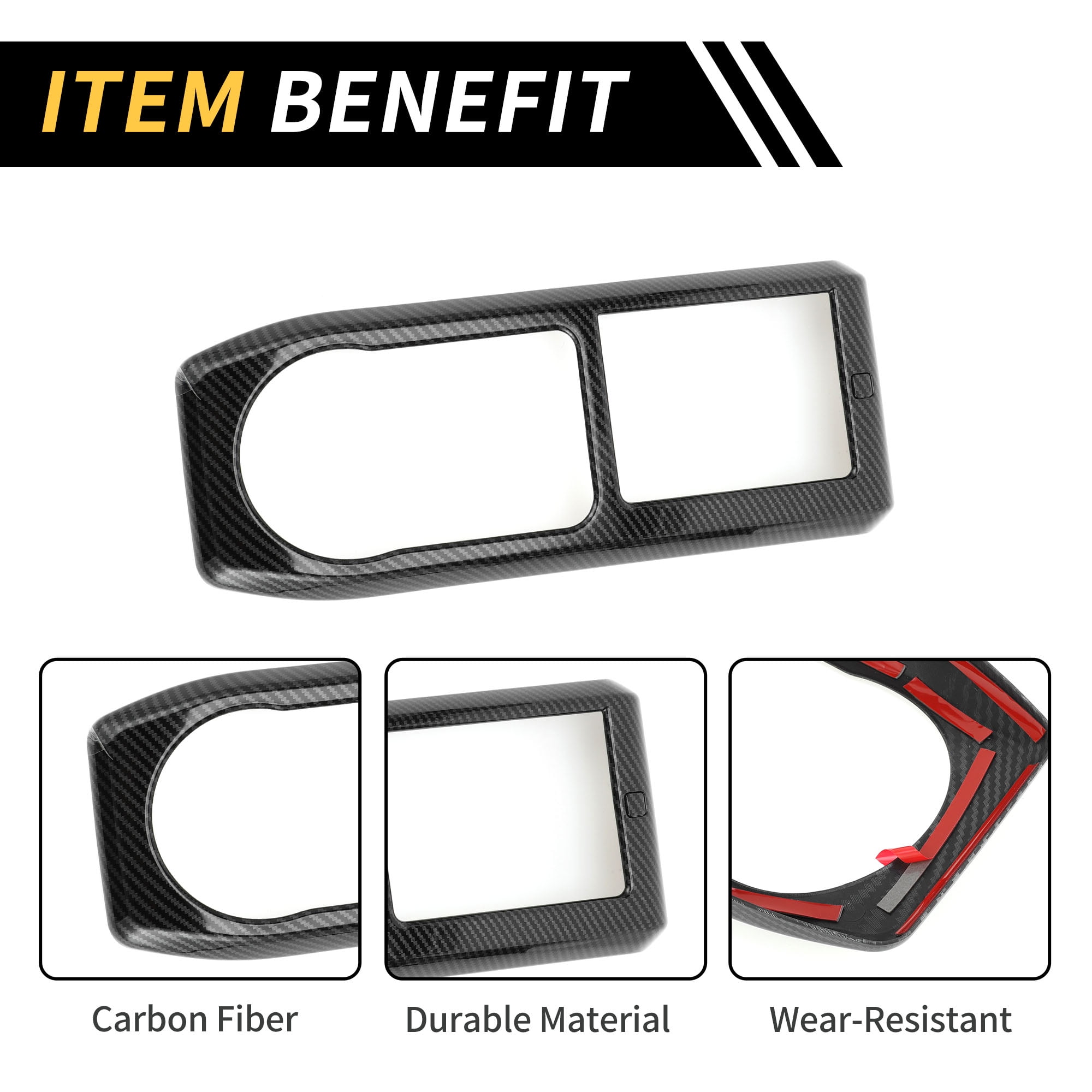 Unique Bargains 1 Pcs Center Console Gear Shift Frame Panel Cover Trim for Toyota Tacoma 2016-2023 Gear Shift Panel Decor Cover Sticker Carbon Fiber Pattern ABS Black