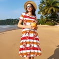 thumbnail image 4 of Lsque Red Lobster Print Women's Casual Dress T-Shirt Summer Short Sleeve Scoop Neck Swing Dresses, 4 of 6