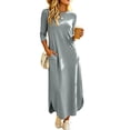 thumbnail image 5 of Bxsruta Womens Maxi Dress Long Sleeve Casual Loose T Shirt Dress with Pockets, 5 of 8