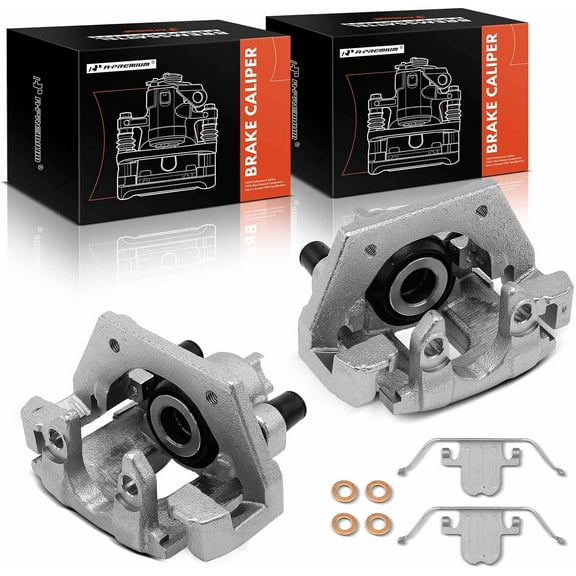 A-Premium Disc Brake Calipers Assembly with Bracket Compatible with BMW X5 2002 2003 2004 2005 2006, 4.4L 4.6L 4.8L - Rear Driver and Passenger Side 2Pcs