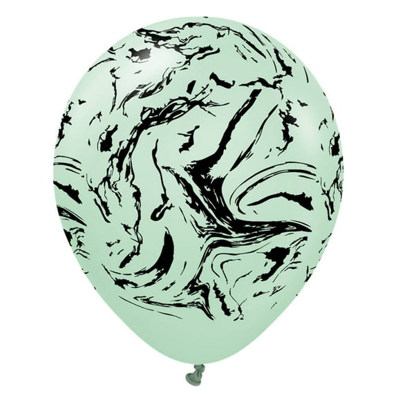 12 inch Kalisan Space Nebula - Macaron Green W/ Black Ink Latex Balloons (25 Pack) - Party Supplies Decorations