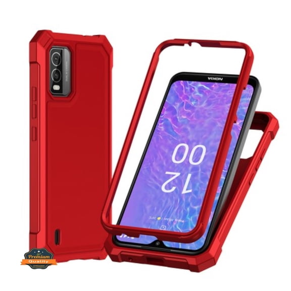 For T-Mobile Revvl 8 Pro Full-Body Dual Layer Hybrid Case Slim, Drop-Proof TPU Hard PC, Durable Corner Front Bumper Protector Phone Case Cover by Xpression, Red