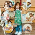 thumbnail image 6 of Green Christmas Snowman Pattern Kids Aprons for Girls and Boys,Adjustable Neck Strap Toddler Aprons for Kids Cooking Baking, 6 of 7