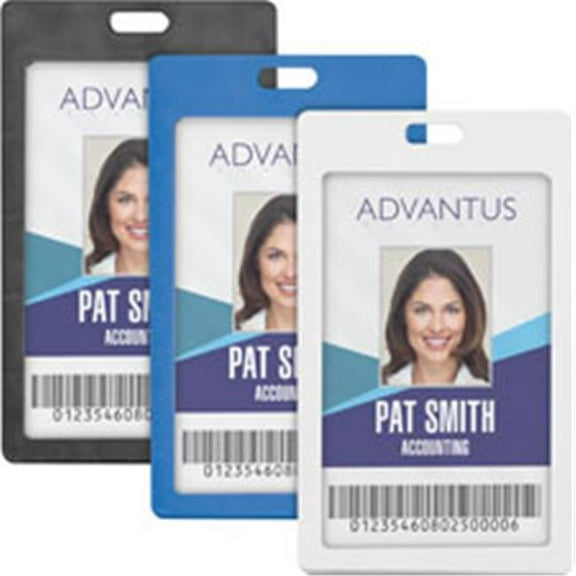 Advantus  2 x 3.25 in. Vertical Rigid ID Badge Holder - Black - Pack of 6