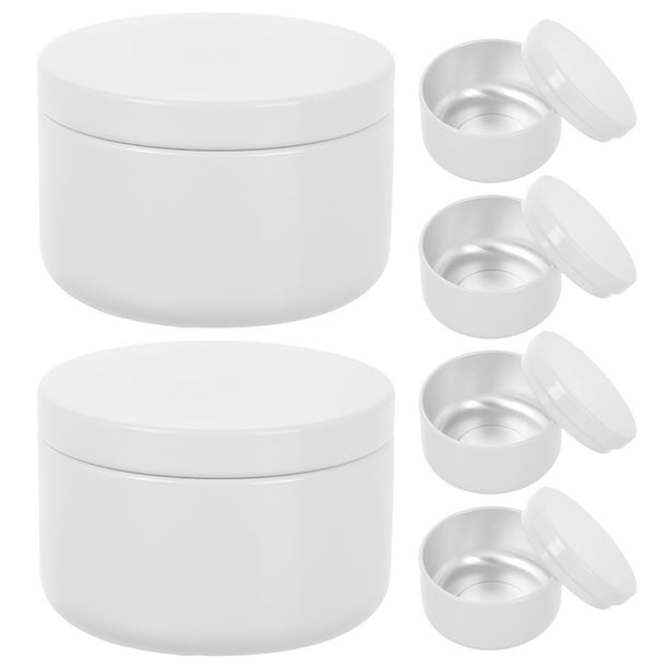 6 latas redondas de aluminio para velas, con tapa, color blanco, para aromaterapia, para hacer velas, para almacenar aceites esenciales y fragancias, portavelas, caja metálica