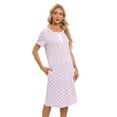 thumbnail image 2 of EFINNY Women's Nightgown Short Sleeve Soft Comfy Sleepwear with Pockets Henley Neck Button Down Nightdress Retro Polka Dot Nightshirt, S-XXL, 2 of 6
