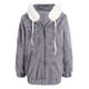 thumbnail image 4 of Gibobby Chamarra Sherpa para mujer, Abrigos de Invierno para Mujer, Chaquetas largas con Capucha de Forro Polar difuso con Bolsillos(Gris,CH), 4 of 5