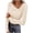 Beige, variant on Womens V Neck Long Sleeve Top Beige Stretchy Basic Slim Fit Crossover Blouse,Size M