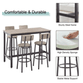 thumbnail image 6 of GNIXUU 5 Piece Long Bar Table and Chairs Set, Industrial Counter Height Pub Table and 4 PU Soft Stools with Backrest, High Kitchen Breakfast Tables Set for Restaurant, Dining Room,Gray, 6 of 7