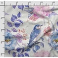 thumbnail image 2 of Soimoi Bird & Flowers PrintCotton Cambric Quilting Fabric Sold by The Yard 42 Inch Wide Medium Weight Cotton Fabric SewingSupplies -Medium Blue, 2 of 5