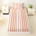 thumbnail image 4 of Castle Fairy Retro Vertical Stripe Twin Sheets 3pcs,Minimalist Thin Line Bedding,Terracotta Pink White,1 Flat Sheet, 1 Fitted Sheet and 1 Pillowcase, 4 of 7