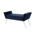 thumbnail image 4 of Inspired Home Turner Velvet Bench Nailhead Trim Acrylic Legs, Navy, 4 of 8