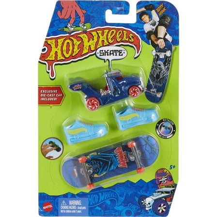 Hot Wheels Skate Collector Set, 1 Fingerboard, Pair of Skate Shoes & Car
