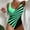 Green, variant on One Piece Swimsuit Bathing Suit, Sleeveless Bathing Suit Bikini with Chest Pad Maxi Wrap Skirts 2 Set Bodysuit Swimsuit Tankini, Strip Print One-Piece Swimsuits for Women | Green M