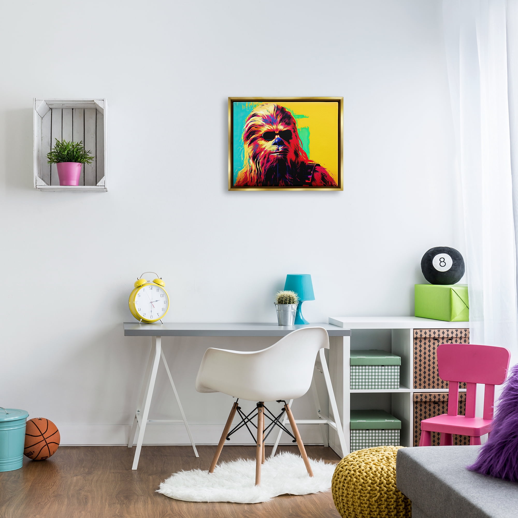 Stupell Industries Abstract Sci-Fi Creature Fairy Tales & Fantasy Painting Gold Floater Framed Canvas Art Print Wall Art, 21 x 17