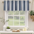 thumbnail image 3 of Navy Blue Grey Striped Valances for Windows, Decorative Rod Pocket Window Valance Curtains, Modern Minimalist Ombre Lines Short Curtain Drapes for Kitchen/Living Room, 2 Panels, 42" W x 18" L, 3 of 8