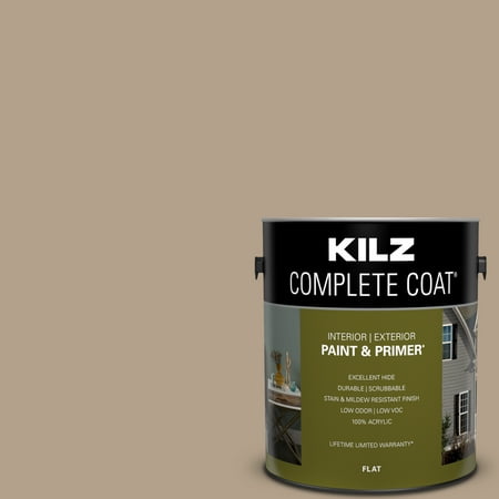 KILZ Complete Coat Paint & Primer, Interior/Exterior, Flat, Gone Country, 1 Gallon