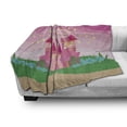 thumbnail image 3 of Magic Soft Flannel Fleece Throw Blanket, Fantasy Fairy Tale Princess Castle Pixie in Sky Fictional Dream Kingdom, Cozy Plush for Indoor and Outdoor Use, 70" x 90", Green Pink, by Ambesonne, 3 of 6