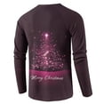 thumbnail image 6 of Wutalume Men's Loose Fit Button-Down Collar Shirt, Long Sleeve Casual Top with Christmas Print, Relaxed Henley Style for Holiday and Everyday Wear,Purple 2XL, 6 of 8