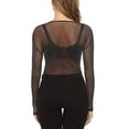 thumbnail image 5 of Yuanlong Womens T-Shirts Sheer Mesh Crewneck Long Sleeve Tshirts Shiny Ladies Tunic Fashionable Night Party Wear Clothes, 5 of 8
