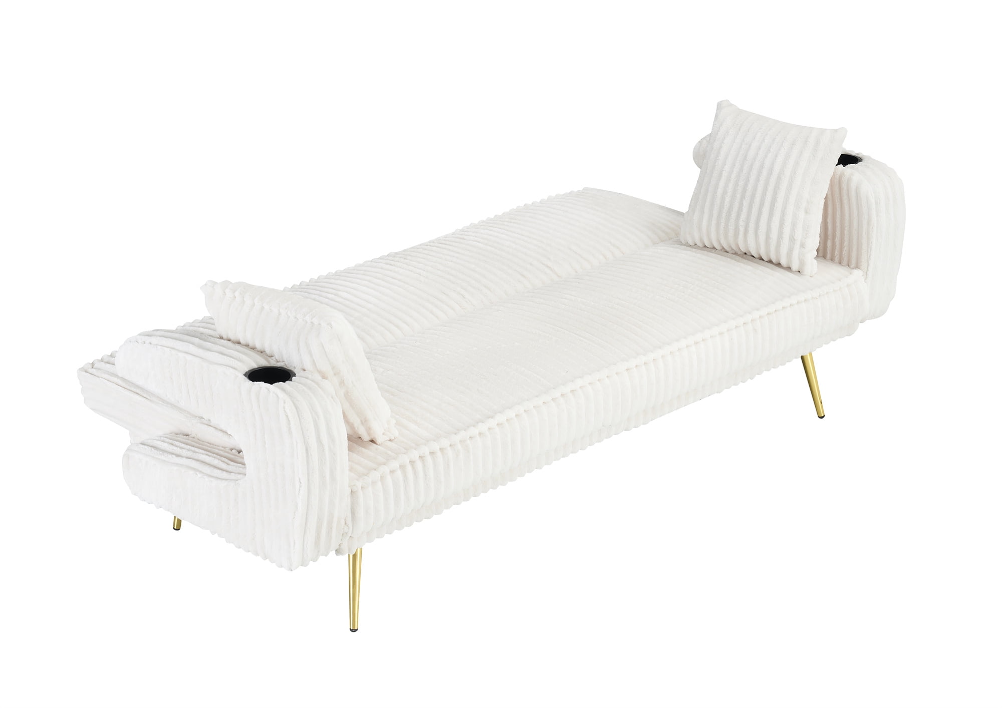 Aukfa Corduroy Futon Convertible Sofa Bed, Beige