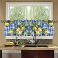 thumbnail image 4 of Yayeee Kitchen Curtains Tier Set of 2 Light Filtering 57"x24" Over Sink Window Panels, Green Lemon Plaid, 4 of 7
