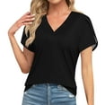 thumbnail image 1 of V Neck Womens T-Shirts Basic Tops for Women Cap Sleeve Loose Tank Tops, 1 of 6