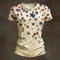 thumbnail image 6 of 4th of July Womens T Shirts Patriotic Vintage Casual Print Summer Short Sleeve Crew Neck Independence Day Trendy Tops Light Yellow L, 6 of 7